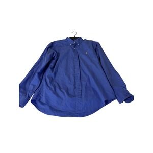 Ralph Lauren Custom Fit Blue Button Down Shirt Pony Logo Mens Medium Preppy